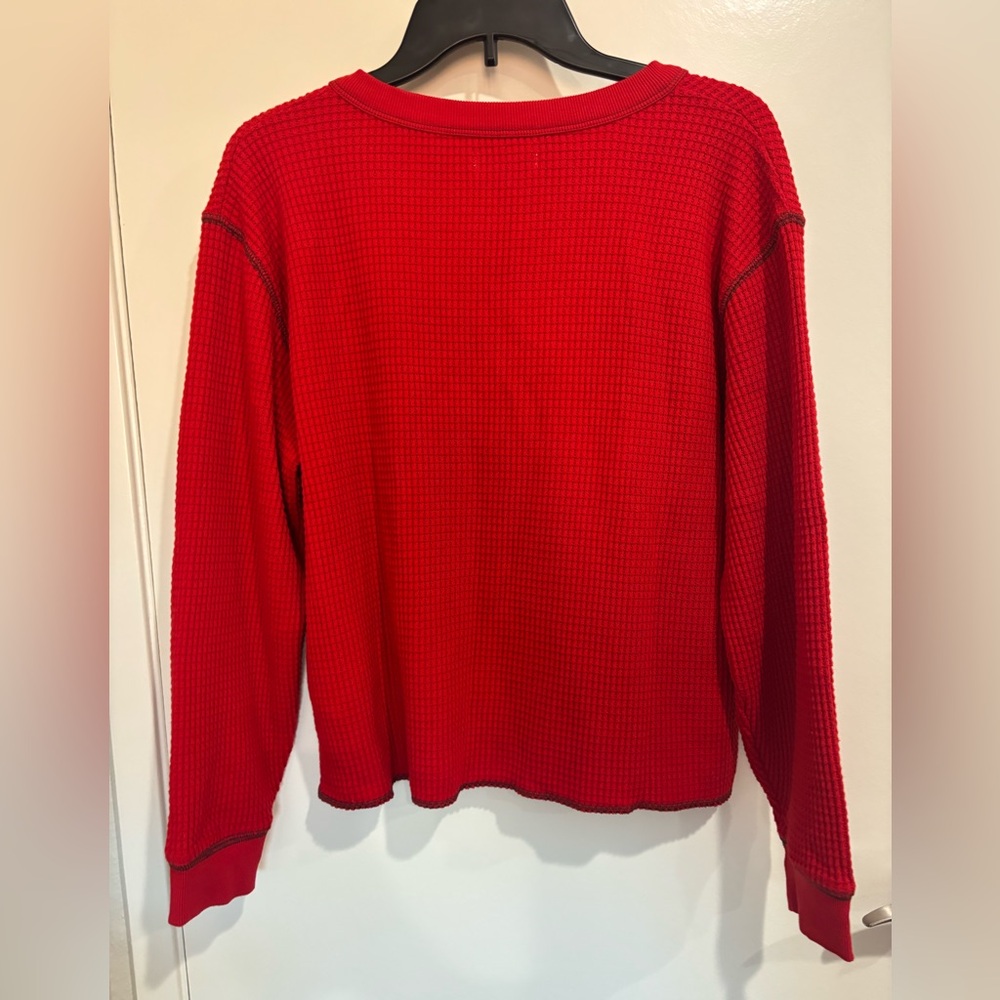Madewell NWOT Red Thermal Long Sleeve Top, Medium - Picture 4 of 5